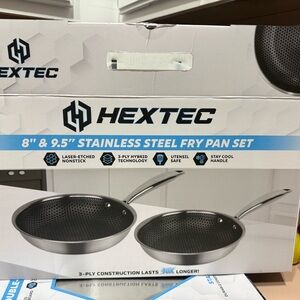 Hextec 8" & 9.5" Stainless Steel Fry Pan Set - Stainless Steel